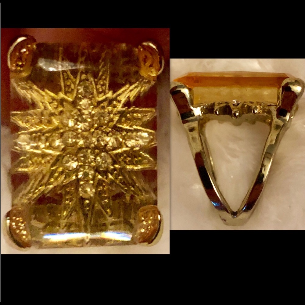 VINTAGE DOUBLE LAYER LUCITE SWAROVSKI STAR RING - Picture 4 of 8